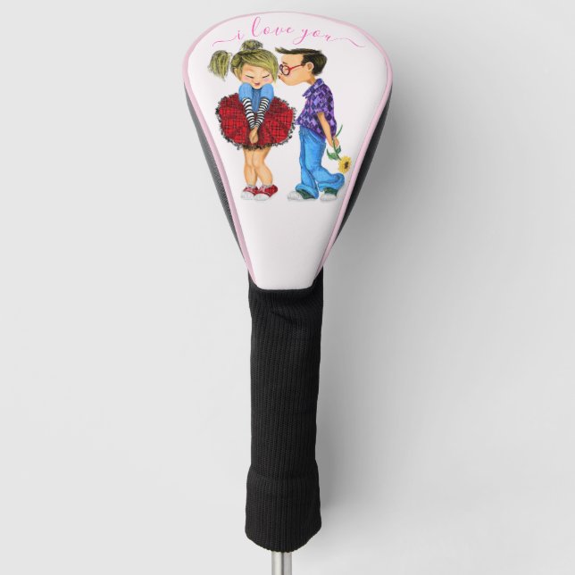 Romantische Couple Golf Head Cover - I Liebe You Golf Headcover (Vorderseite)