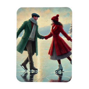 Romantische Couple Ice-Skaten auf einem gefrorenen Magnet