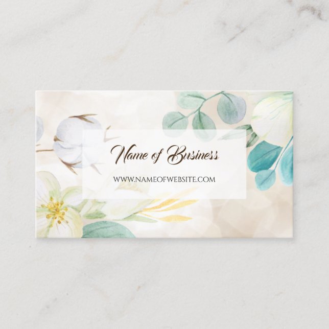 Romantische Cream Floral Elegante Website Boutique Visitenkarte (Vorderseite)