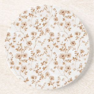 Romantische Creme-Braun-Blumenmuster Getränkeuntersetzer