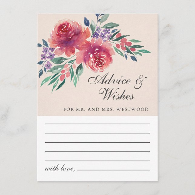 Romantische Creme Ivory Hochzeit mit floralen Farb Hinweiskarte (Vorderseite)