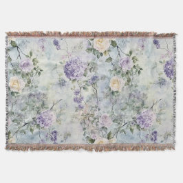 Romantische creme-violette Blumen Decke
