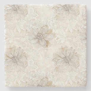 Romantische cremefarbene Elfenbein-Blumen Hochzeit Steinuntersetzer
