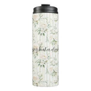Romantische cremefarbene Rosen Blumen   Thermosbecher