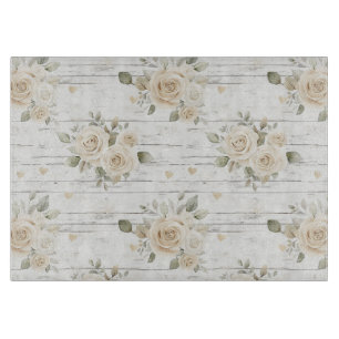 Romantische cremeweiße florale Boho-Brautparty Schneidebrett