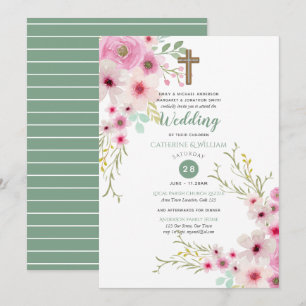 Romantische Cross WEDING lädt zu floralen Pink Sag Einladung
