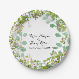 Romantische Custom Eukalyptus Summer Wedding Pappteller