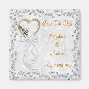 Romantische Daisy, Diamonds und Ribbon Magnet
