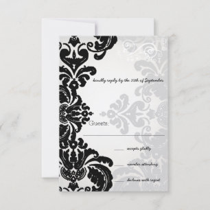 Romantische Damast-Schatten Damast Hochzeit RSVP Karte