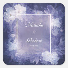 Romantische Deep Lavender Floral Wedding Quadratischer Aufkleber