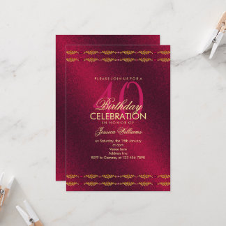 Romantische Dekorationsgrenze, Garnet Gem Birthday Einladung