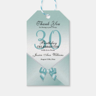 Romantische Diamanten & Aquamarine Bow 30. Geburts Geschenkanhänger