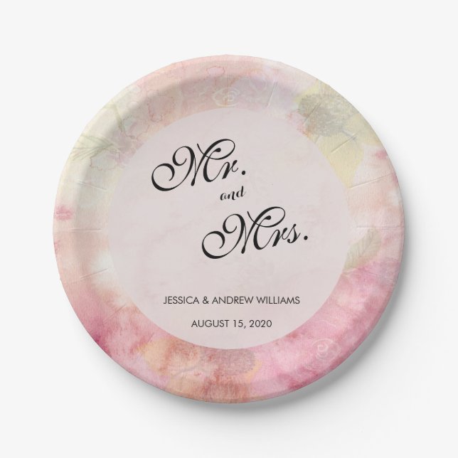 Romantische Dreamy Blossom Wedding Pappteller (Vorderseite)