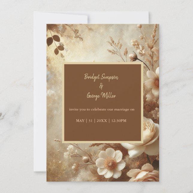 Romantische Dreamy Elfenbein Blumenhochzeit Einladung (Vorderseite)