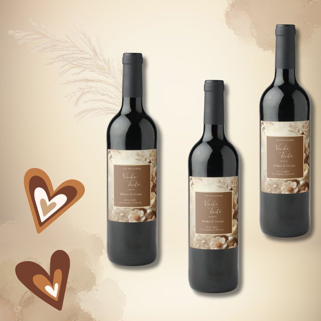 Romantische Dreamy Floral Wedding Weinetikett (Von Creator hochgeladen)