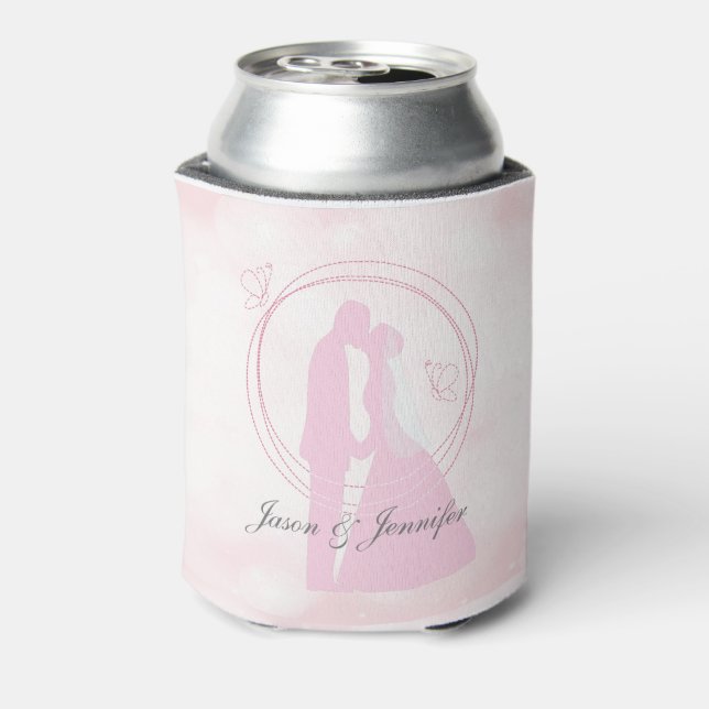 Romantische Dreamy Pink Wedding Couple Dosenkühler (Kanne Rückseite)