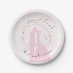 Romantische Dreamy Pink Wedding Couple Paper Telle Pappteller