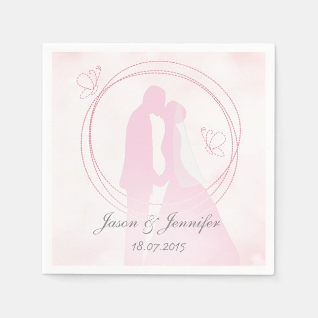 Romantische Dreamy Pink Wedding Couple Serviette (Vorderseite)