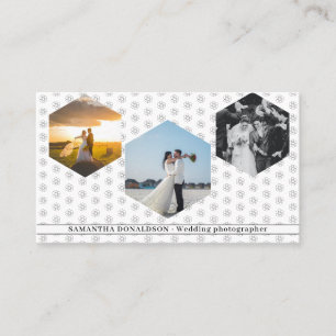 Romantische Drei-Fotos-Hochzeitsfotografie Visitenkarte