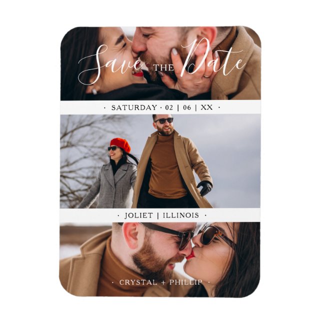 Romantische Drei Hochzeiten Verlobung Fotos Collag Magnet (Vertikal)