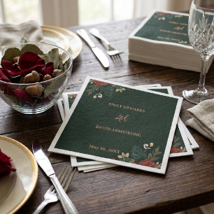 Romantische dunkelgrüne Blumen-Hochzeitsservietten Serviette