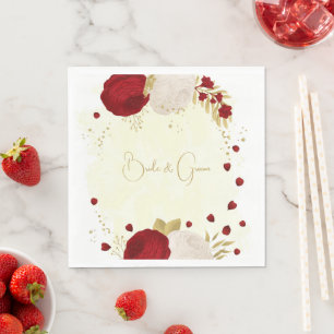 Romantische dunkelrote und weiße Blume Gold Serviette