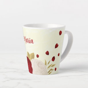Romantische dunkelrote und weiße Blume Hochzeit Milchtasse