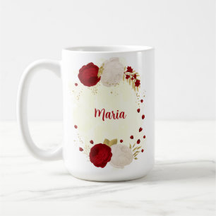 Romantische dunkelrote und weiße Blumenhochzeit Kaffeetasse