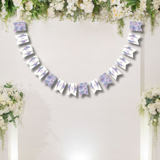 Romantische Dusty Blue & Lilac Hydrangeas Wedding Wimpelkette