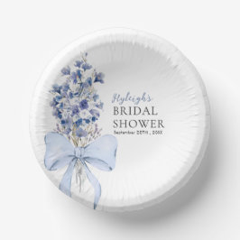 Romantische Dusty Blue & White Calla Lily verfügba Pappteller