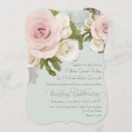 Romantische Dusty Rose Sage Succules Blumenhochzei Einladung