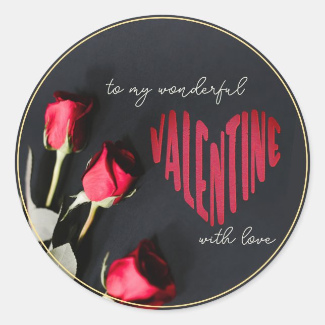 Romantische Editable Valentine Sticker Rose Herz (Vorderseite)