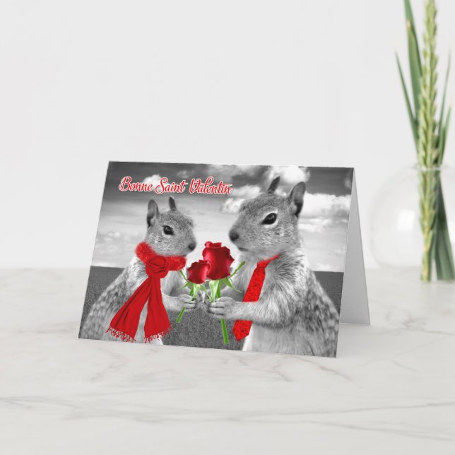 Romantische Eichhörnchen am Valentinstag Karte (Vorderseite)