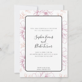 Romantische Einfache Mauve Line Gezeichnet Blume H Einladung