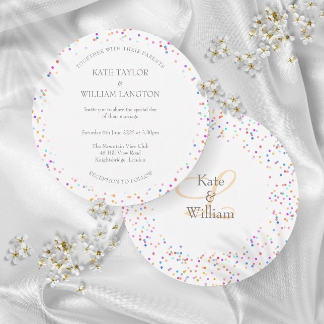 Romantische Einladung von Rainbow Confetti Wedding (Romantic Rainbow Confetti Wedding Invitation)