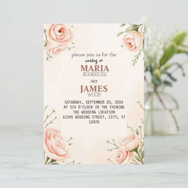 Romantische Einladung von Sunset Floral Wedding -  (Stehend Vorderseite)
