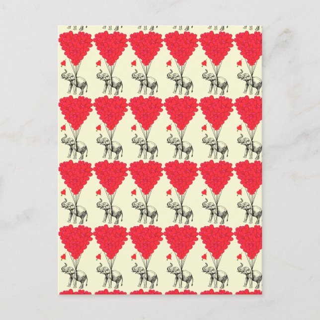 Romantische Elefant-Liebe-Herz Valentines Feiertagspostkarte (Vorderseite)