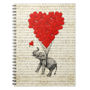 Romantische Elefant- u. Herzballone Notizblock