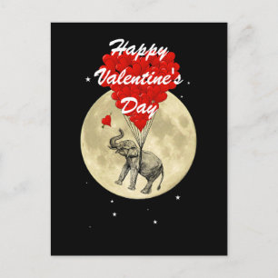 Romantische Elefant- und Liebeherz Valentines Feiertagspostkarte