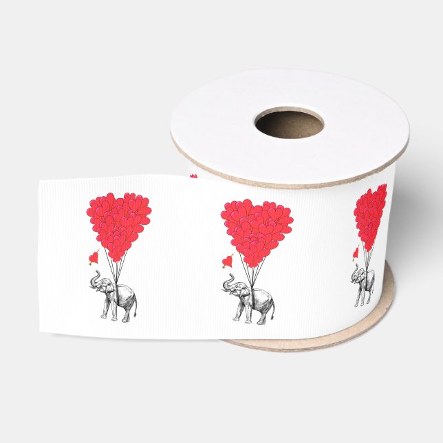 Romantische Elefanten und Valentine Liebe Herz Ripsband (Spule)
