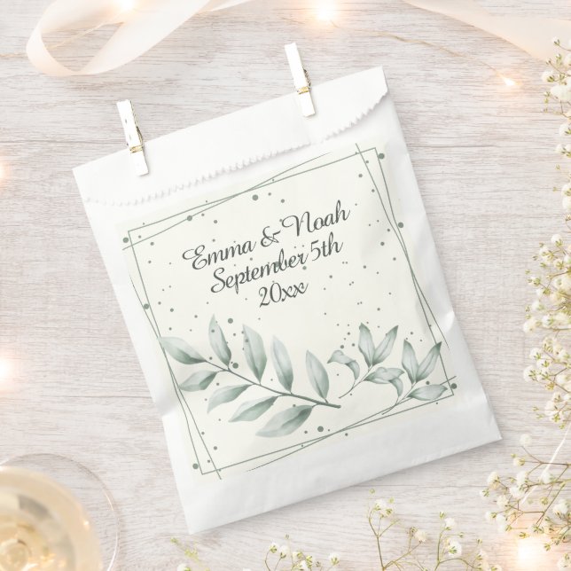 Romantische Elegant Green Dusty Green Blätter Geschenktütchen (Ausgeschnitten)