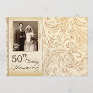 romantische elegante 50. Jubiläums-Fotoeinladungen Einladung