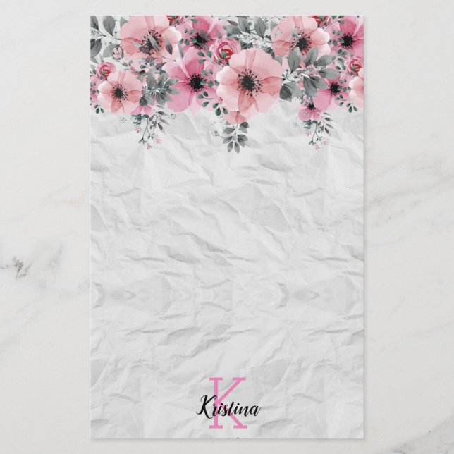Romantische Elegante Antike Flora Personalisiert Briefpapier (Vorderseite)