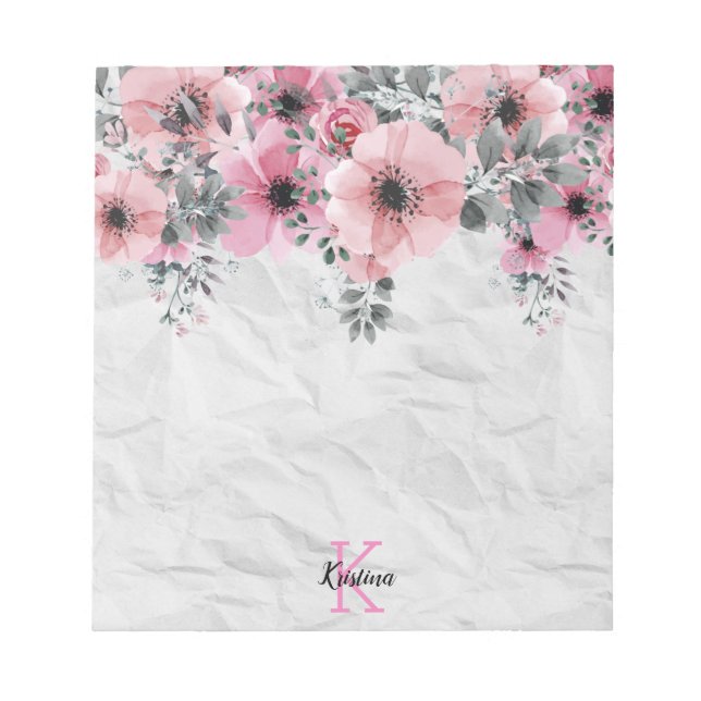 Romantische Elegante Antike Flora Personalisiert Notizblock (Vorderseite)