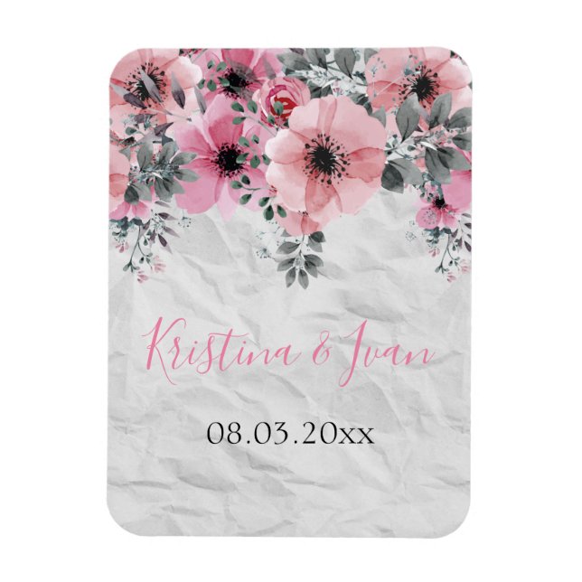 Romantische Elegante Antike Hochzeit der Flora Magnet (Vertikal)