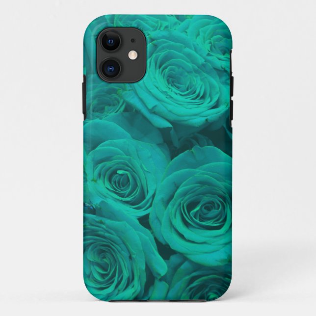 Romantische elegante aquamarine - grüne Rose Case-Mate iPhone Hülle (Rückseite)