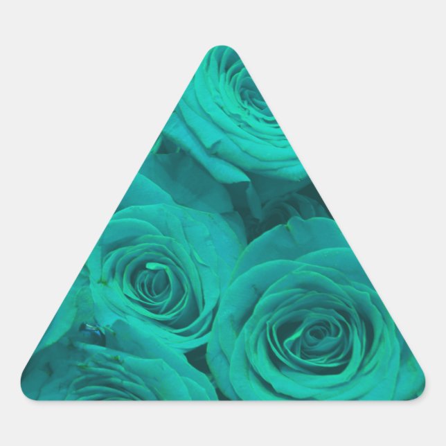 Romantische elegante aquamarine - grüne Rose Dreieckiger Aufkleber (Vorderseite)
