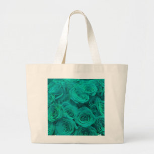 Romantische elegante aquamarine - grüne Rose Jumbo Stoffbeutel