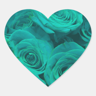 Romantische elegante aquamarine Rose Herz-Aufkleber