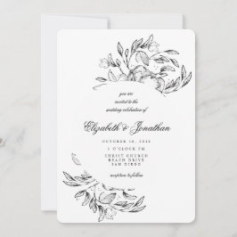 Romantische Elegante Blumenkizze Einladung zur Hoc
